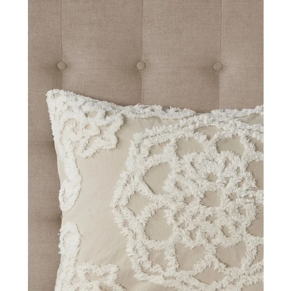 Madison Park King Bedspread Set Beige Chenille Tufted 3pc Luxury Bedding